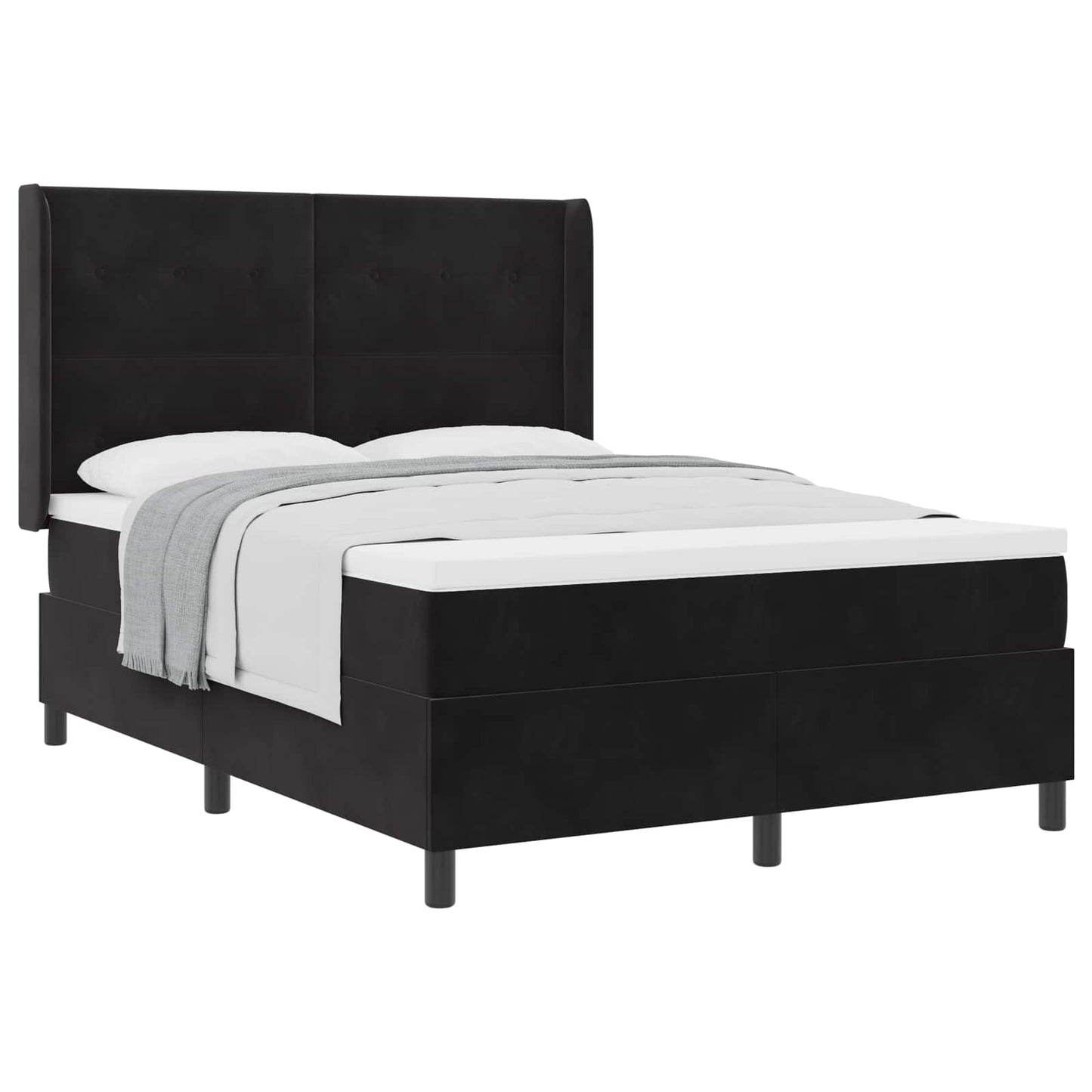 vidaXL Κρεβάτι με ελατήρια με κεφαλάρι Μαύρο 140 x 200 cm Βελούδο