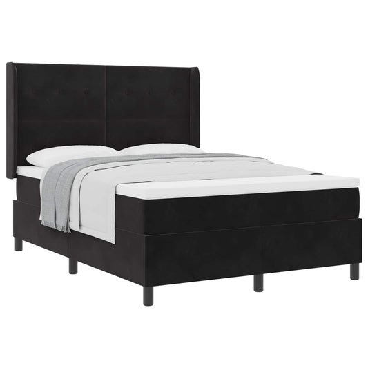 vidaXL Κρεβάτι με ελατήρια με κεφαλάρι Μαύρο 140 x 200 cm Βελούδο