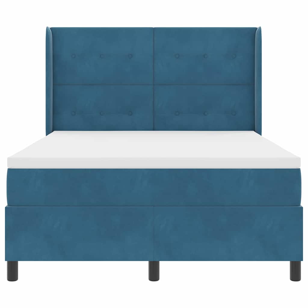 vidaXL Κρεβάτι με ελατήρια με κεφαλάρι Μπλε 160 x 200 cm Βελούδο