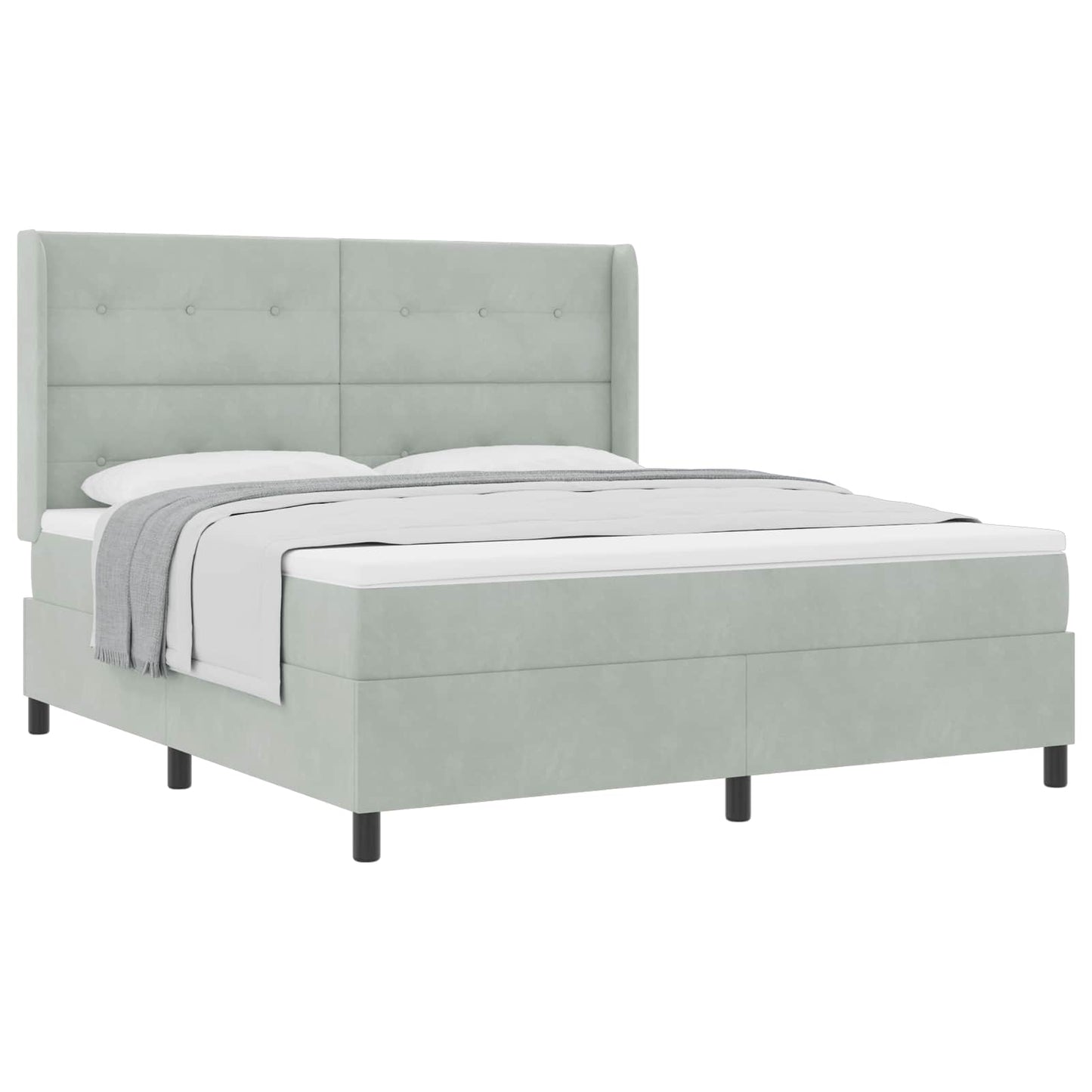 vidaXL Κρεβάτι με ελατήρια Ανοιχτό γκρι 180 x 200 cm Βελούδο