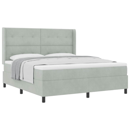 vidaXL Κρεβάτι με ελατήρια Ανοιχτό γκρι 180 x 200 cm Βελούδο