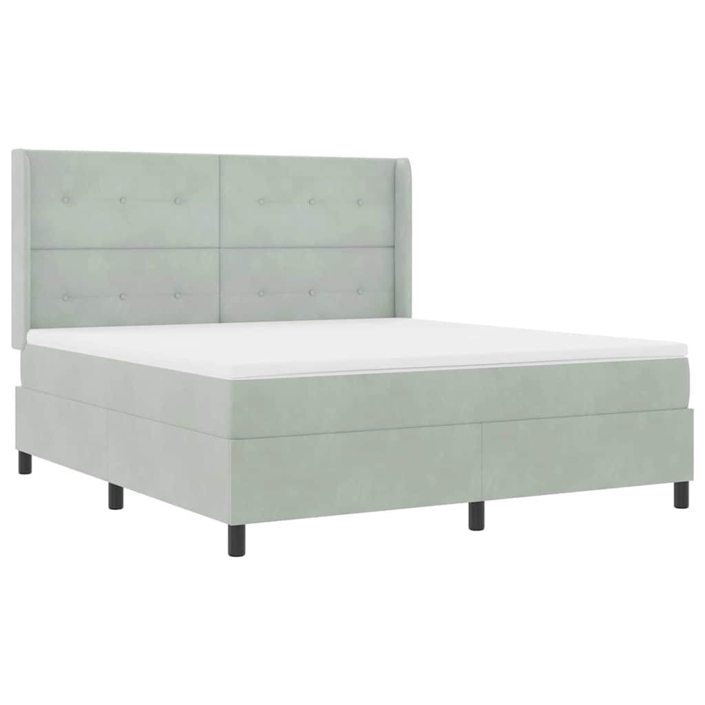 vidaXL Κρεβάτι με ελατήρια Ανοιχτό γκρι 180 x 200 cm Βελούδο
