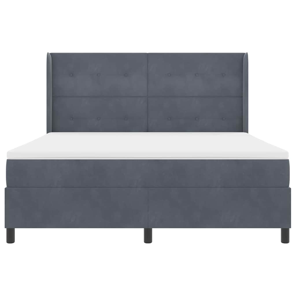 vidaXL Κρεβάτι με ελατήρια Σκούρο Γκρι 180 x 200 cm Βελούδο