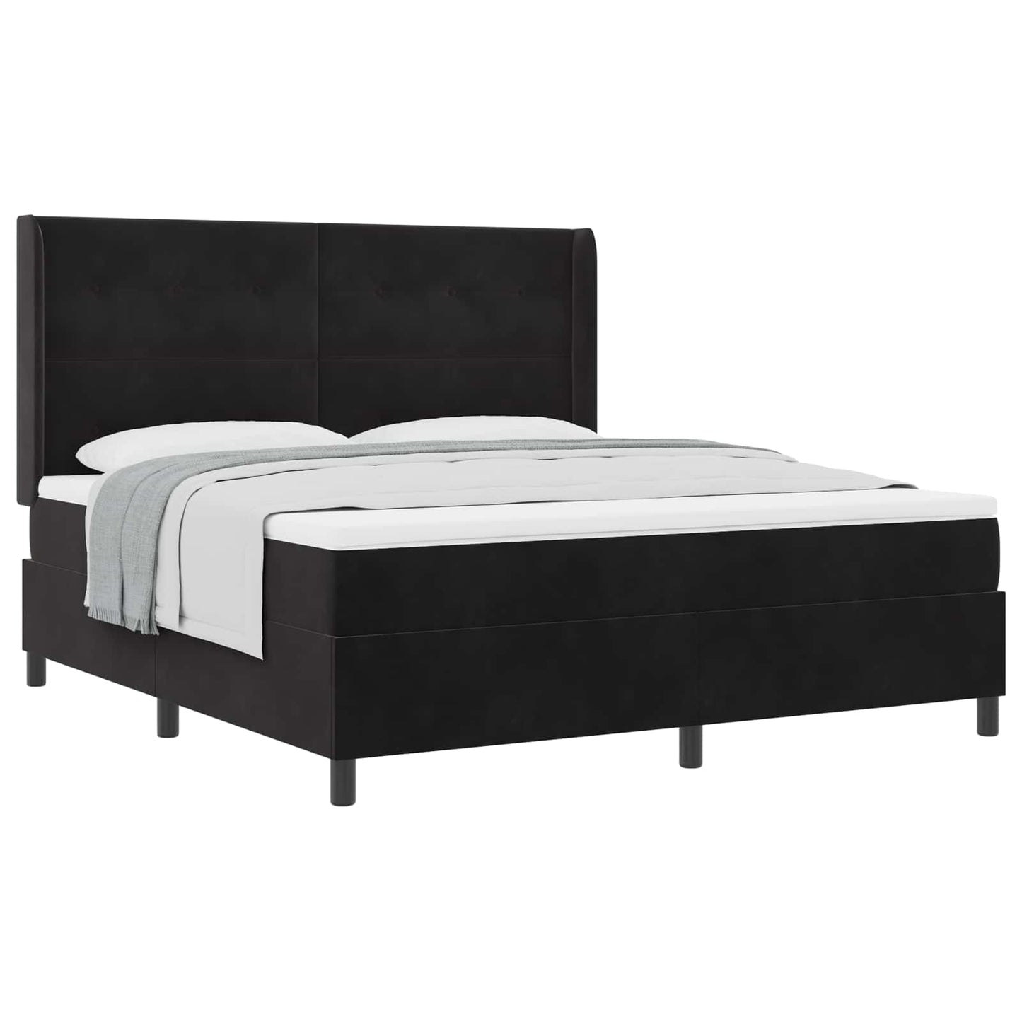 vidaXL Κρεβάτι με ελατήρια με κεφαλάρι Μαύρο 180 x 200 cm Βελούδο