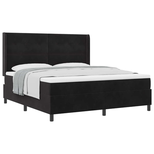 vidaXL Κρεβάτι με ελατήρια με κεφαλάρι Μαύρο 180 x 200 cm Βελούδο