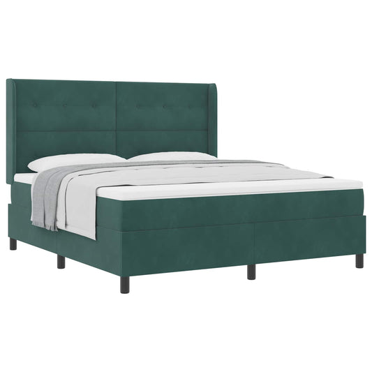 vidaXL Κρεβάτι με ελατήρια Σκούρο Πράσινο 180 x 200 cm Βελούδο