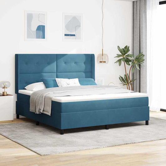 vidaXL Κρεβάτι με ελατήρια με κεφαλάρι Μπλε 180 x 200 cm Βελούδο