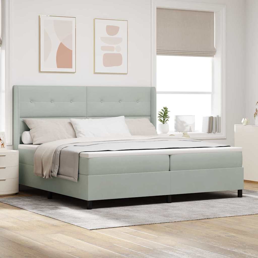 vidaXL Κρεβάτι με ελατήρια Ανοιχτό γκρι 200 x 200 cm Βελούδο