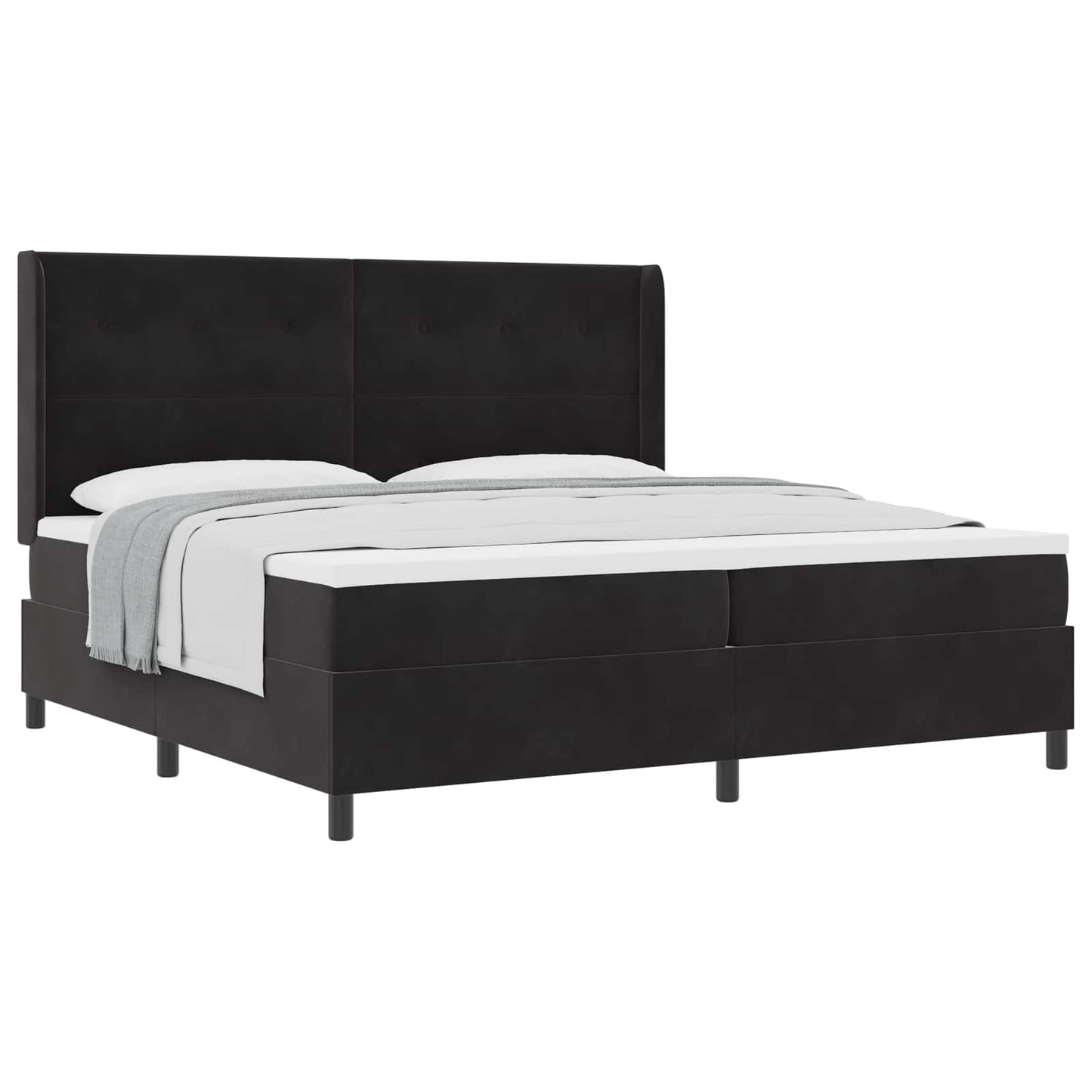 vidaXL Κρεβάτι με ελατήρια με κεφαλάρι Μαύρο 200 x 200 cm Βελούδο