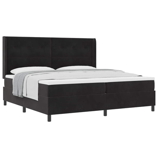 vidaXL Κρεβάτι με ελατήρια με κεφαλάρι Μαύρο 200 x 200 cm Βελούδο