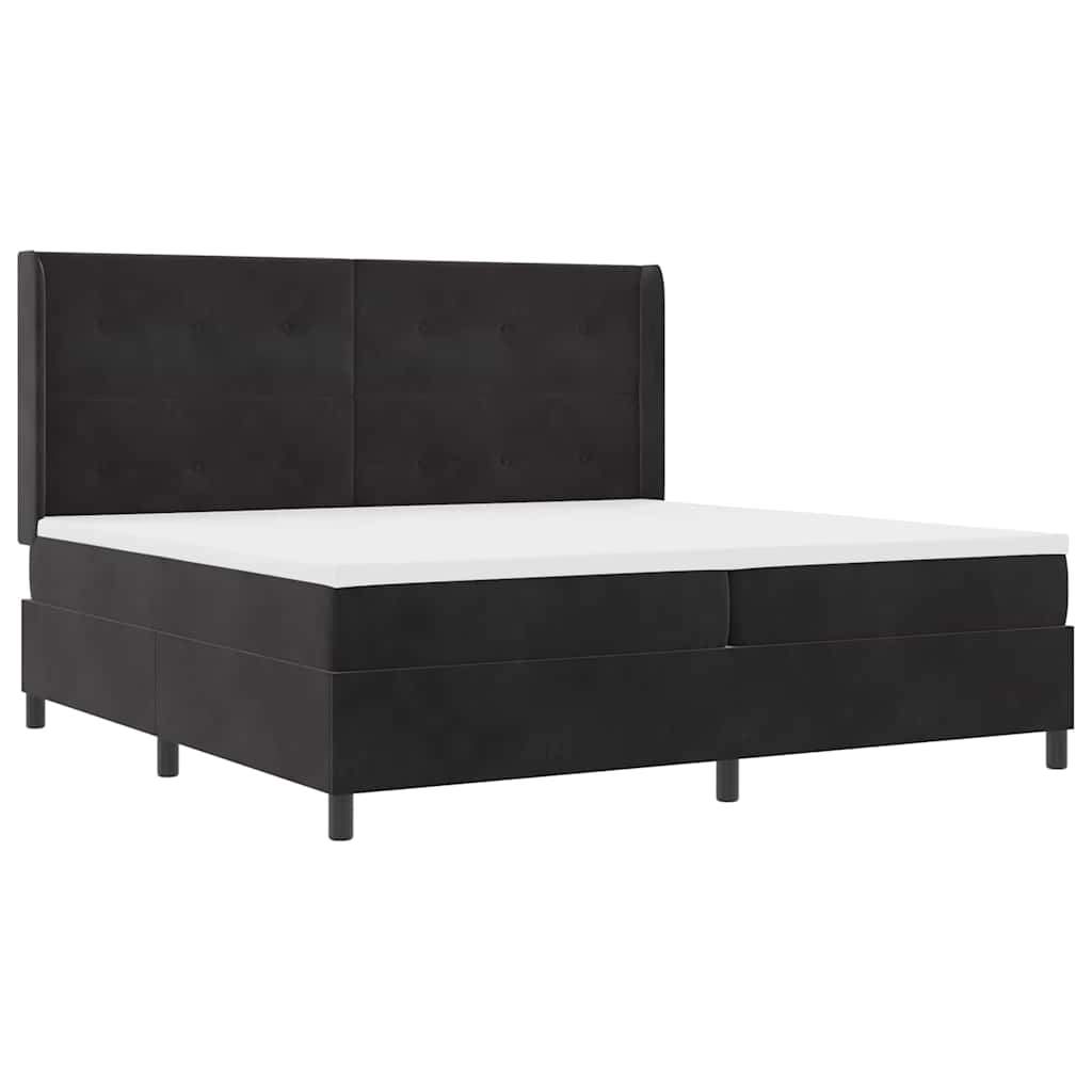 vidaXL Κρεβάτι με ελατήρια με κεφαλάρι Μαύρο 200 x 200 cm Βελούδο