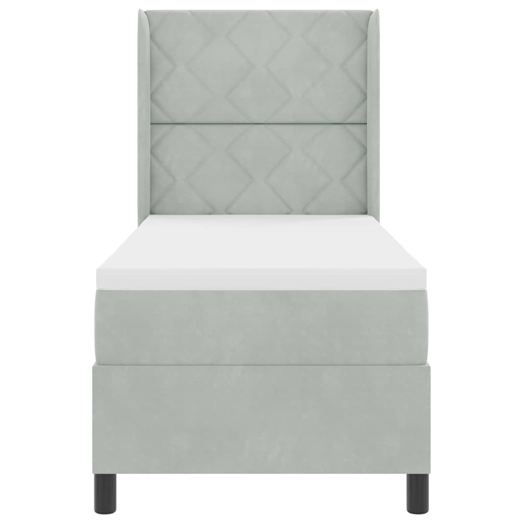 vidaXL Κρεβάτι με ελατήρια Ανοιχτό γκρι 80 x 200 cm Βελούδο