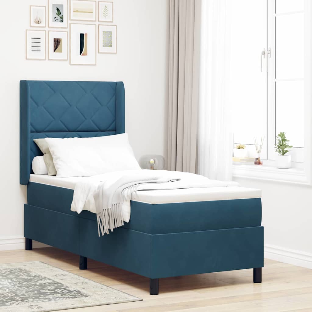 vidaXL Κρεβάτι με ελατήρια με κεφαλάρι Μπλε 80 x 200 cm Βελούδο