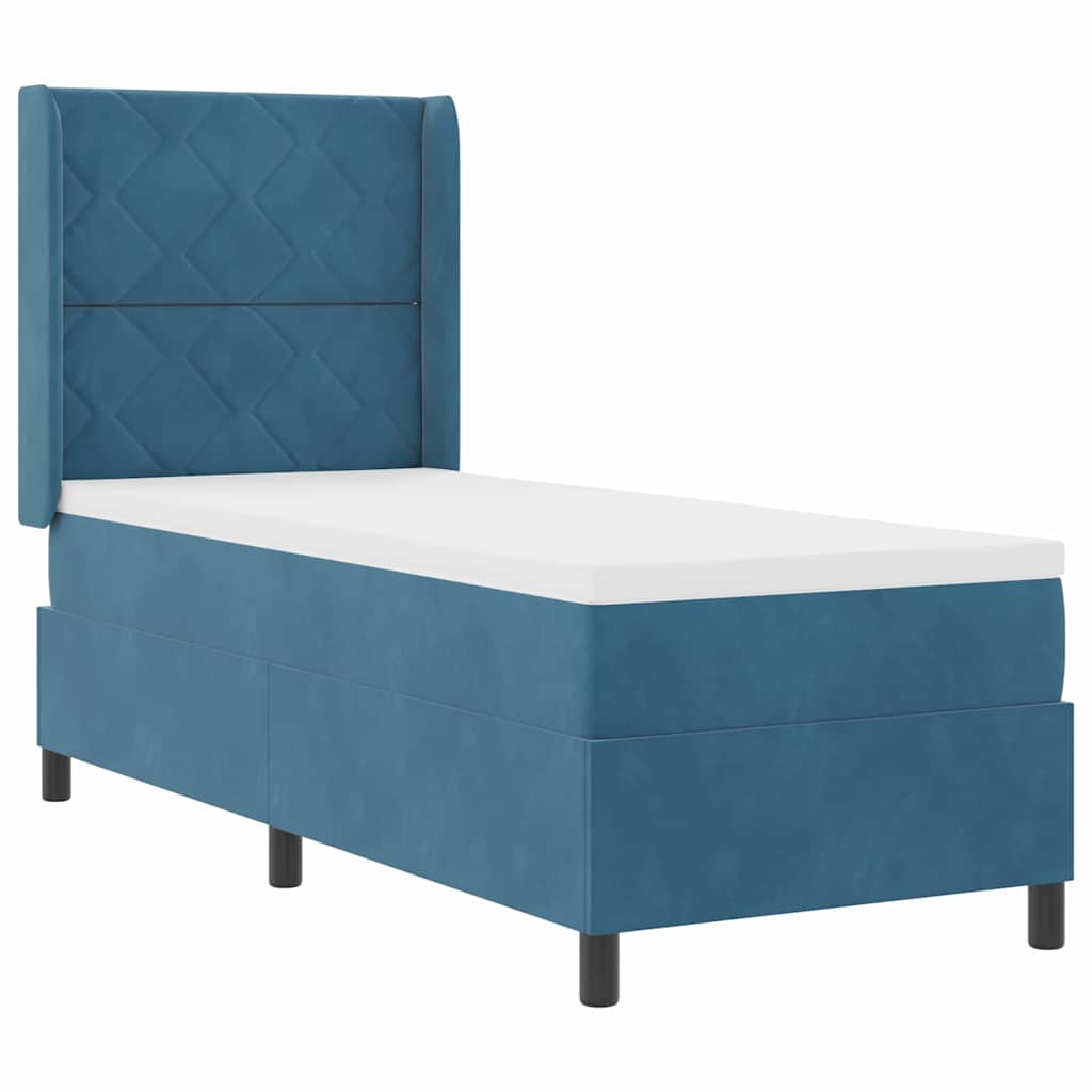 vidaXL Κρεβάτι με ελατήρια με κεφαλάρι Μπλε 80 x 200 cm Βελούδο