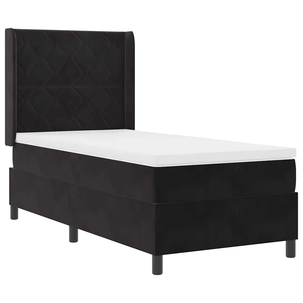 vidaXL Κρεβάτι με ελατήρια με κεφαλάρι Μαύρο 100 x 200 cm Βελούδο