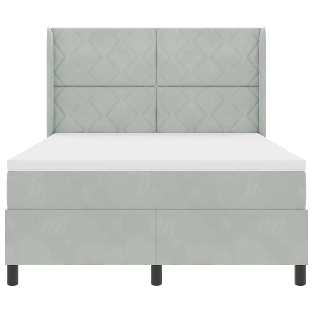 vidaXL Κρεβάτι με ελατήρια Ανοιχτό γκρι 140 x 190 cm Βελούδο