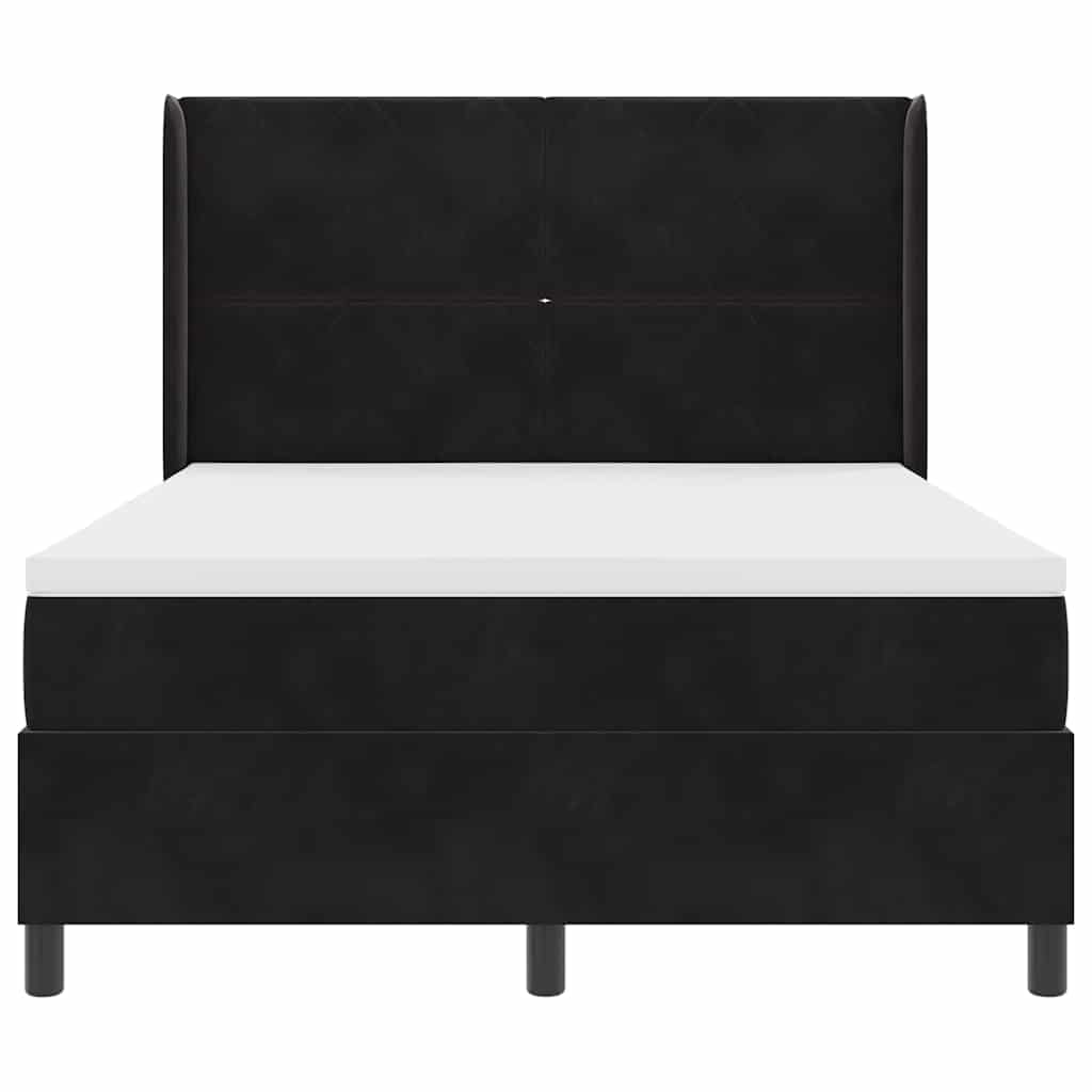 vidaXL Κρεβάτι με ελατήρια με κεφαλάρι Μαύρο 140 x 190 cm Βελούδο