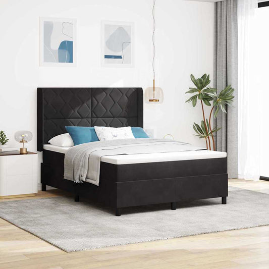 vidaXL Κρεβάτι με ελατήρια με κεφαλάρι Μαύρο 140 x 200 cm Βελούδο