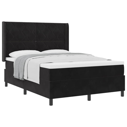 vidaXL Κρεβάτι με ελατήρια με κεφαλάρι Μαύρο 140 x 200 cm Βελούδο
