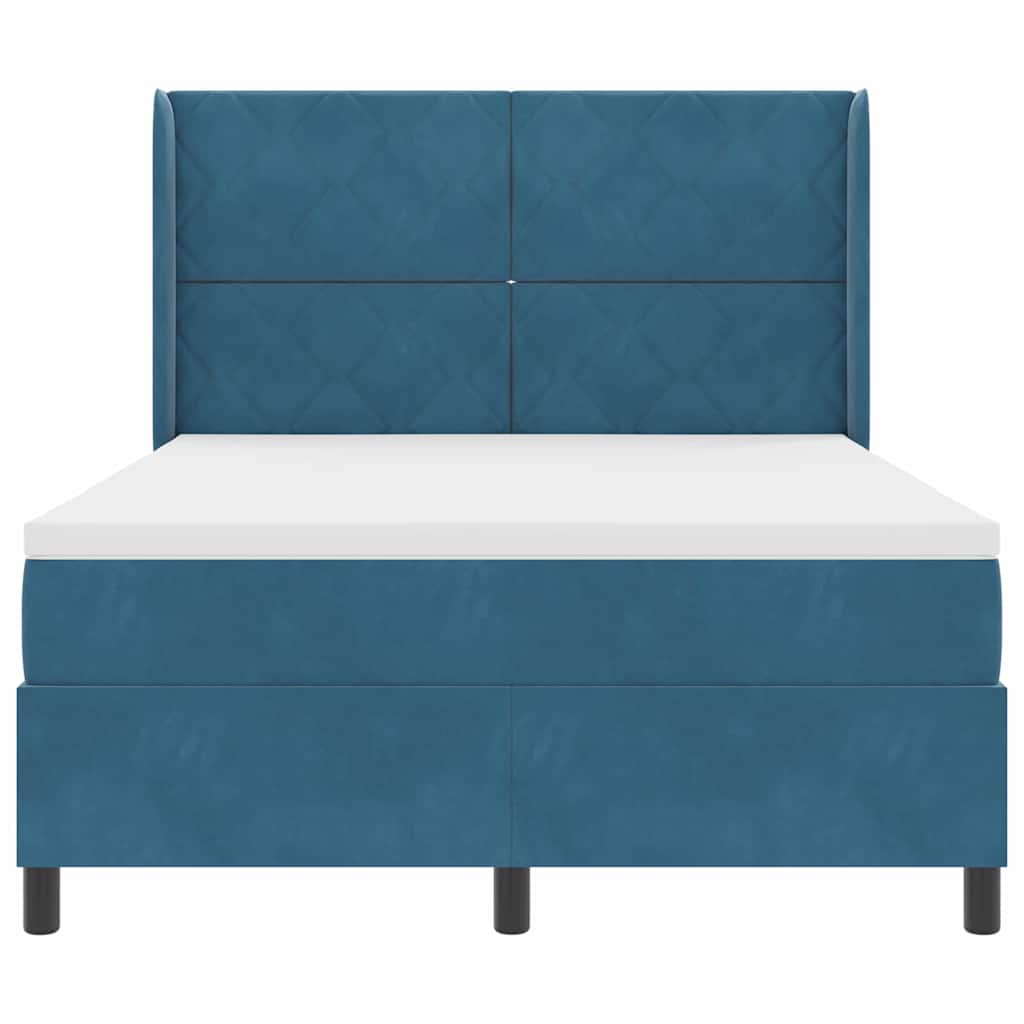 vidaXL Κρεβάτι με ελατήρια με κεφαλάρι Μπλε 140 x 200 cm Βελούδο
