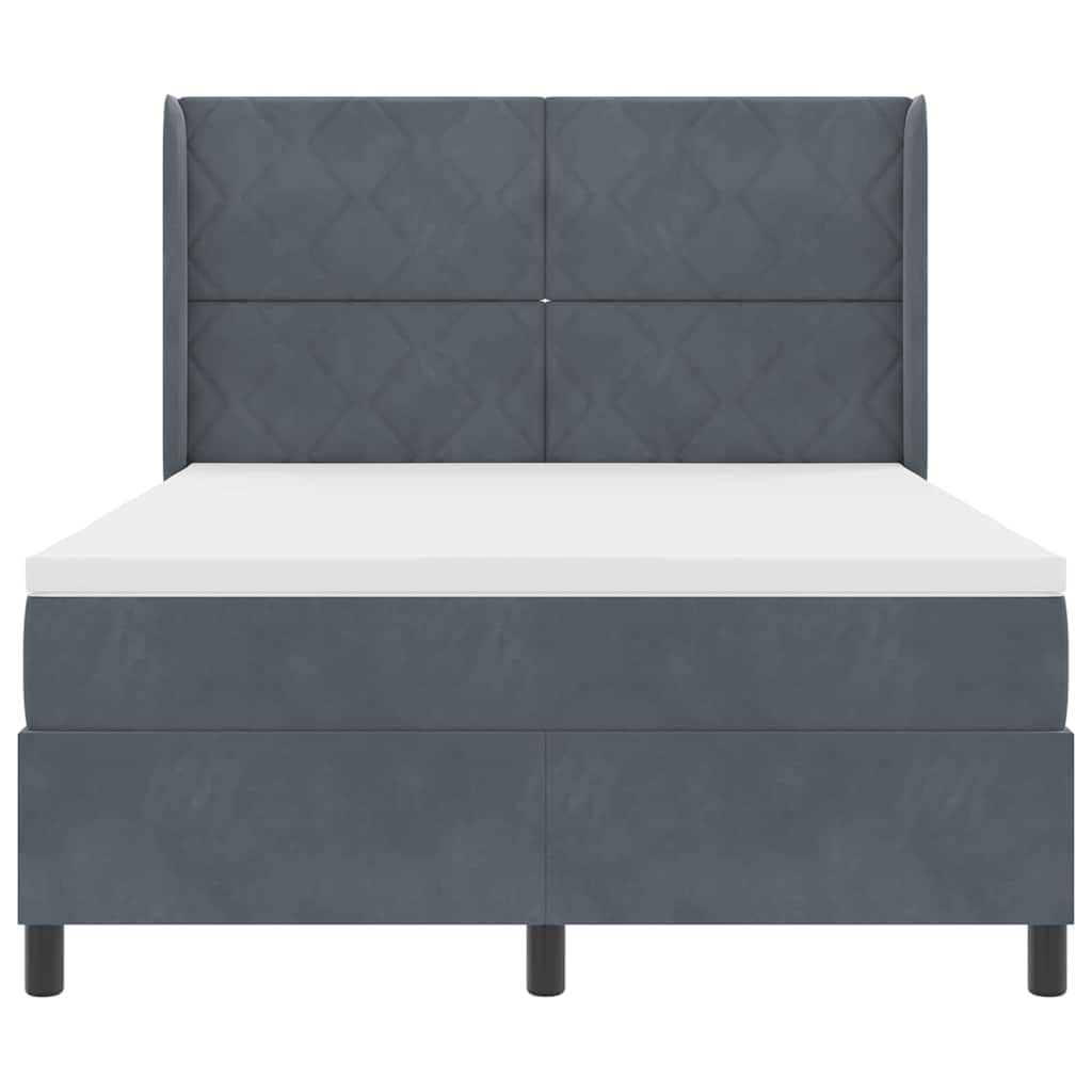 vidaXL Κρεβάτι με ελατήρια Σκούρο Γκρι 160 x 200 cm Βελούδο