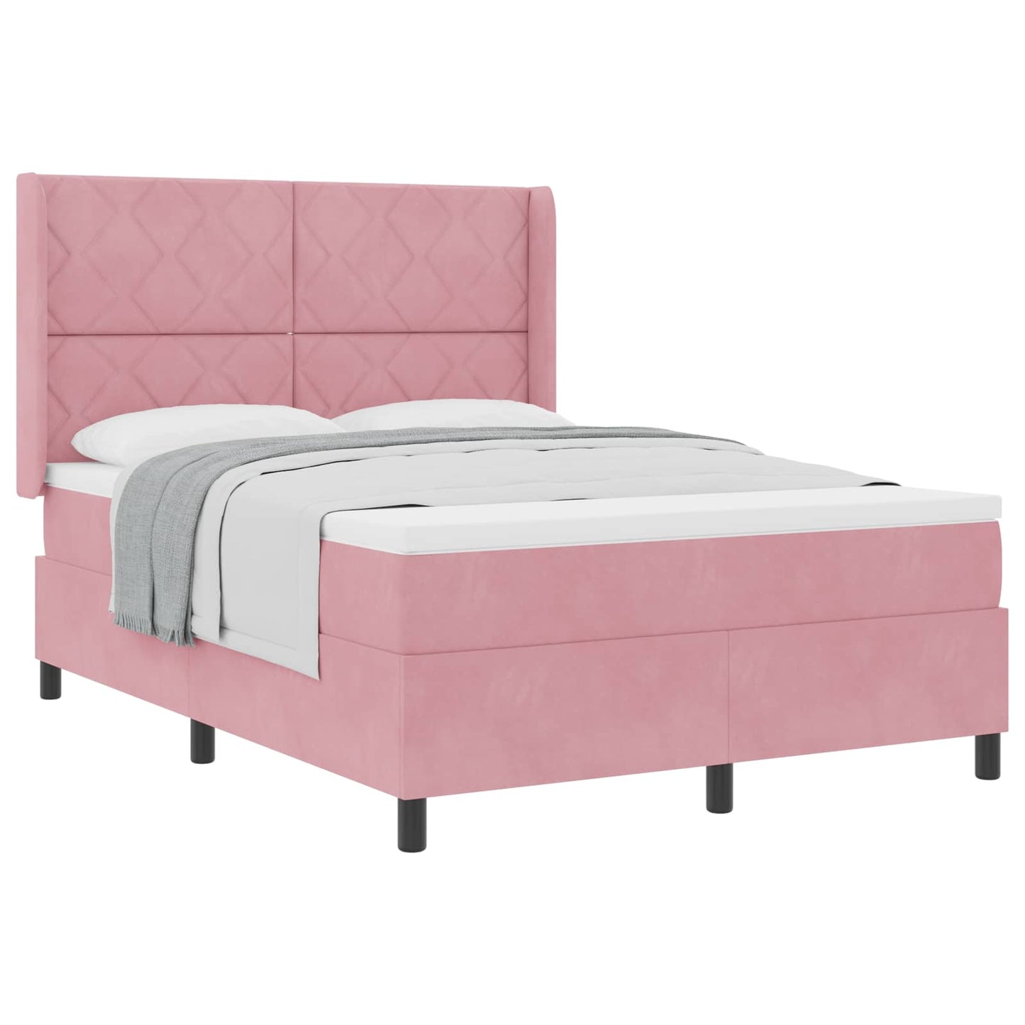 vidaXL Κρεβάτι με ελατήρια με κεφαλάρι Ροζ 160 x 200 cm Βελούδο
