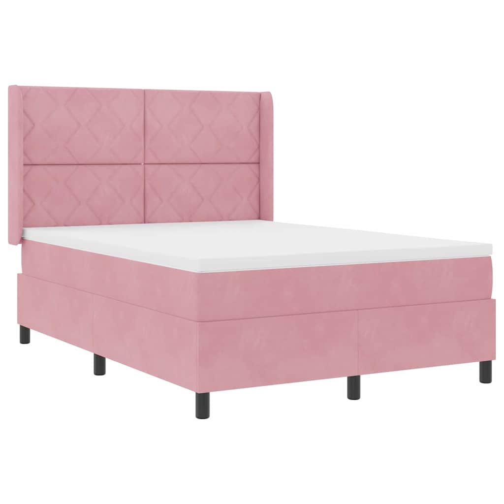 vidaXL Κρεβάτι με ελατήρια με κεφαλάρι Ροζ 160 x 200 cm Βελούδο