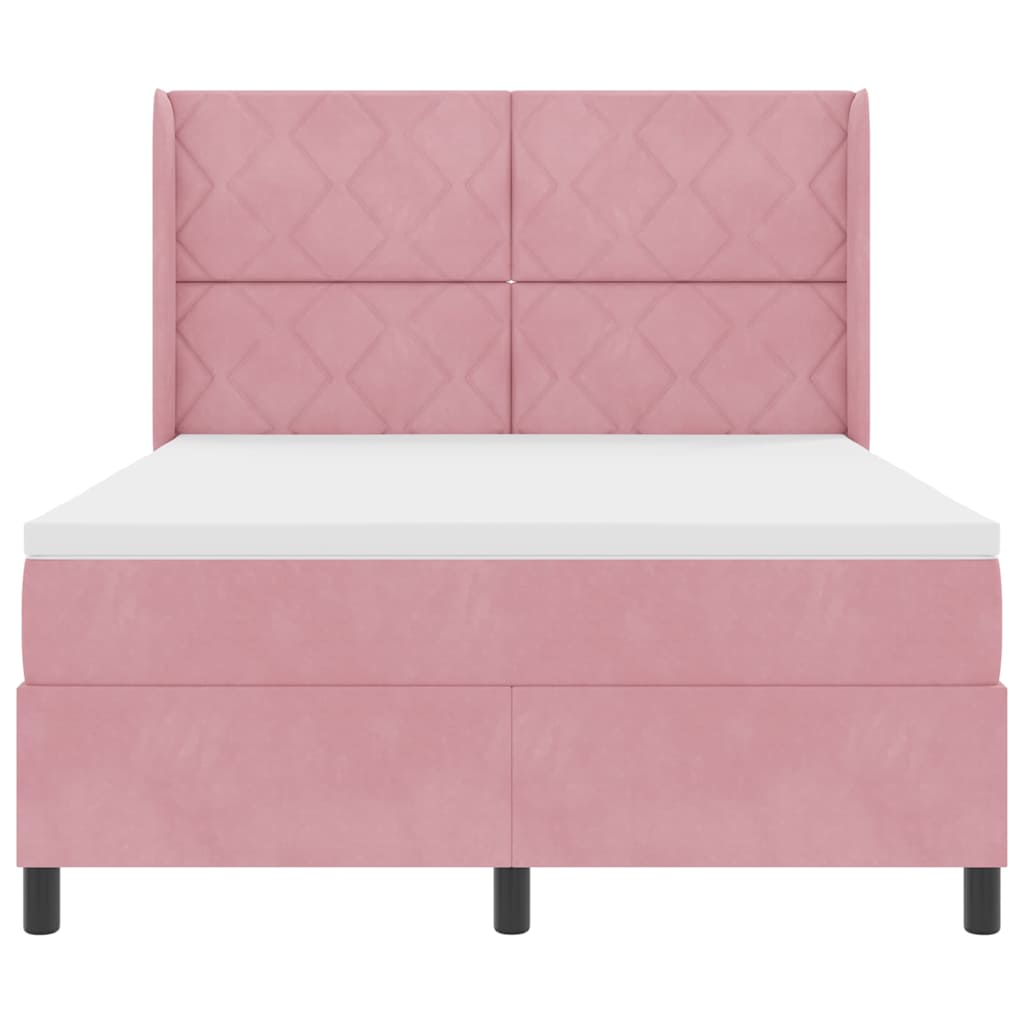 vidaXL Κρεβάτι με ελατήρια με κεφαλάρι Ροζ 160 x 200 cm Βελούδο
