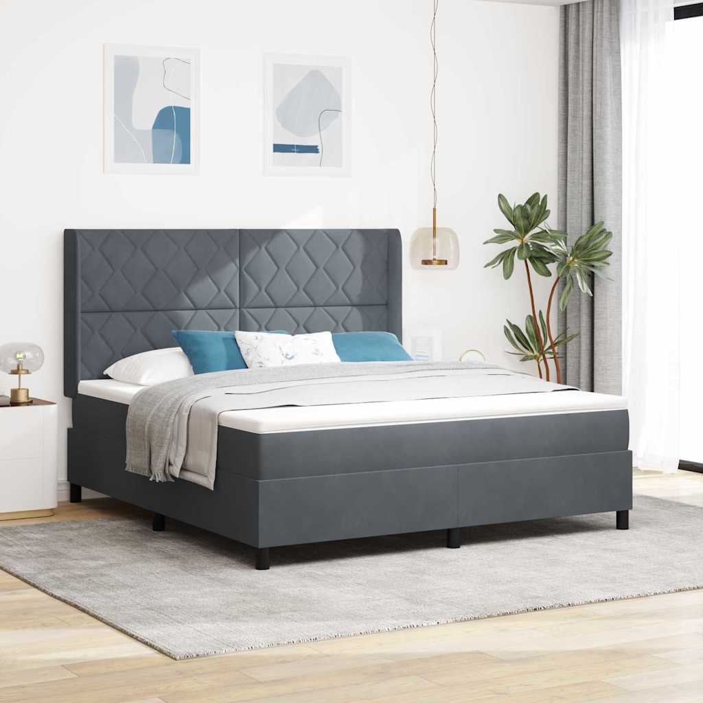 vidaXL Κρεβάτι με ελατήρια Σκούρο Γκρι 180 x 200 cm Βελούδο