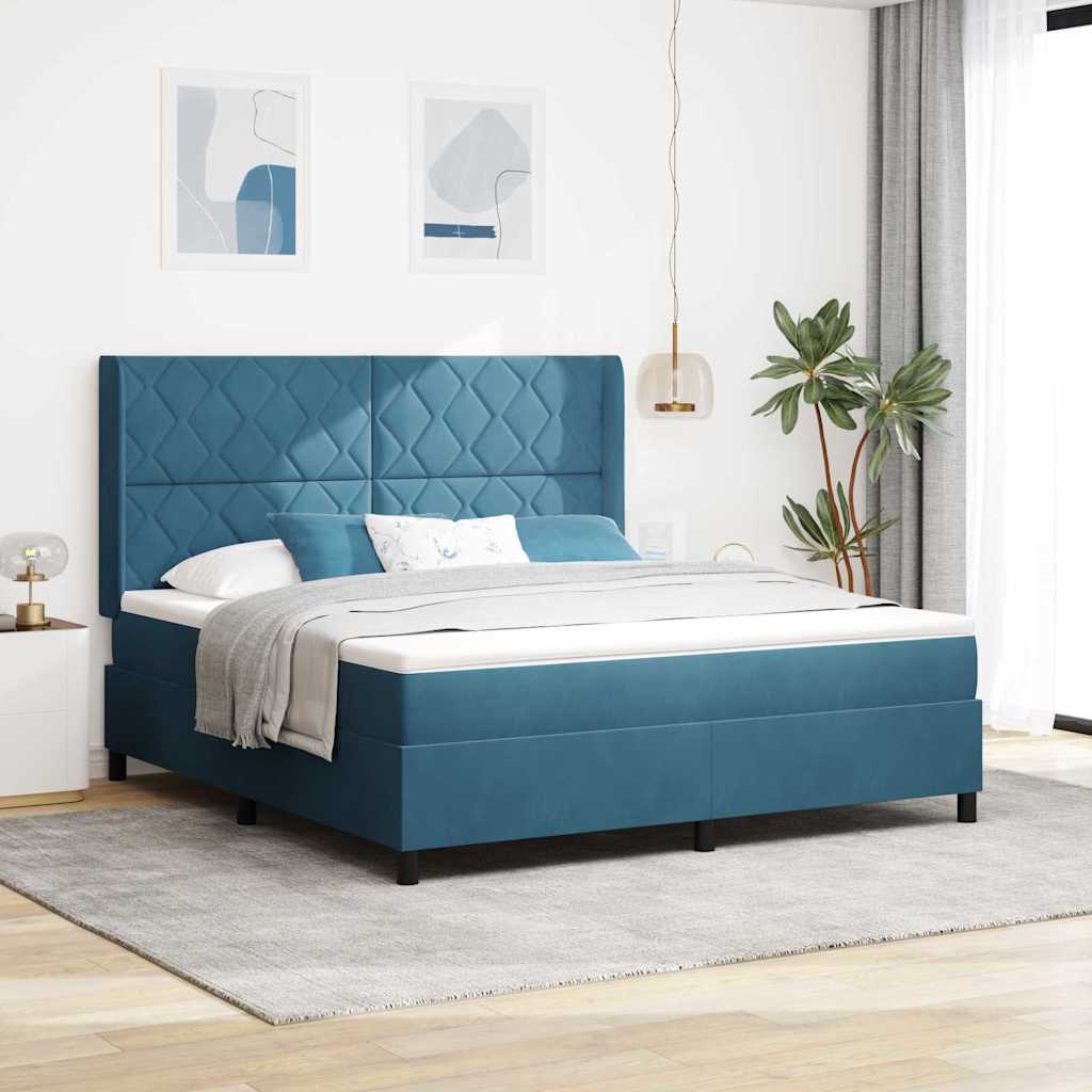 vidaXL Κρεβάτι με ελατήρια με κεφαλάρι Μπλε 180 x 200 cm Βελούδο