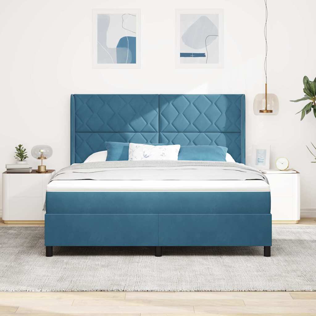 vidaXL Κρεβάτι με ελατήρια με κεφαλάρι Μπλε 180 x 200 cm Βελούδο