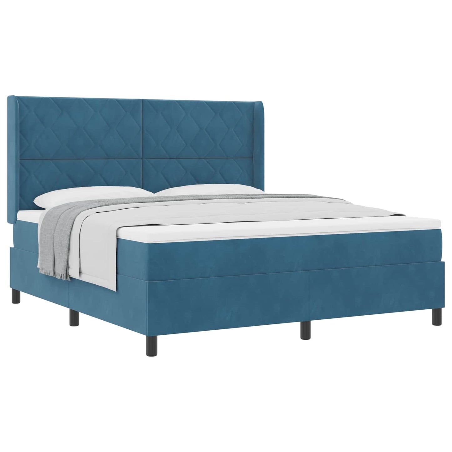 vidaXL Κρεβάτι με ελατήρια με κεφαλάρι Μπλε 180 x 200 cm Βελούδο