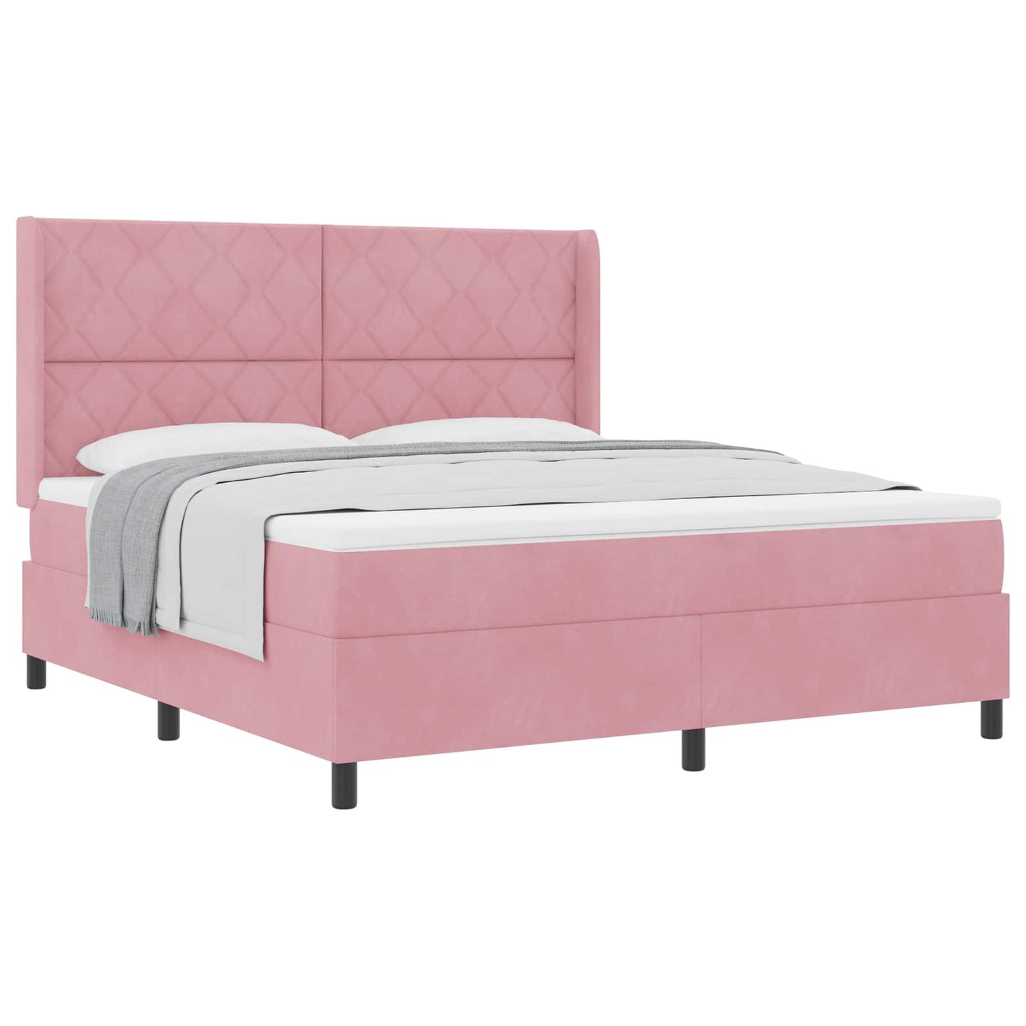 vidaXL Κρεβάτι με ελατήρια με κεφαλάρι Ροζ 180 x 200 cm Βελούδο