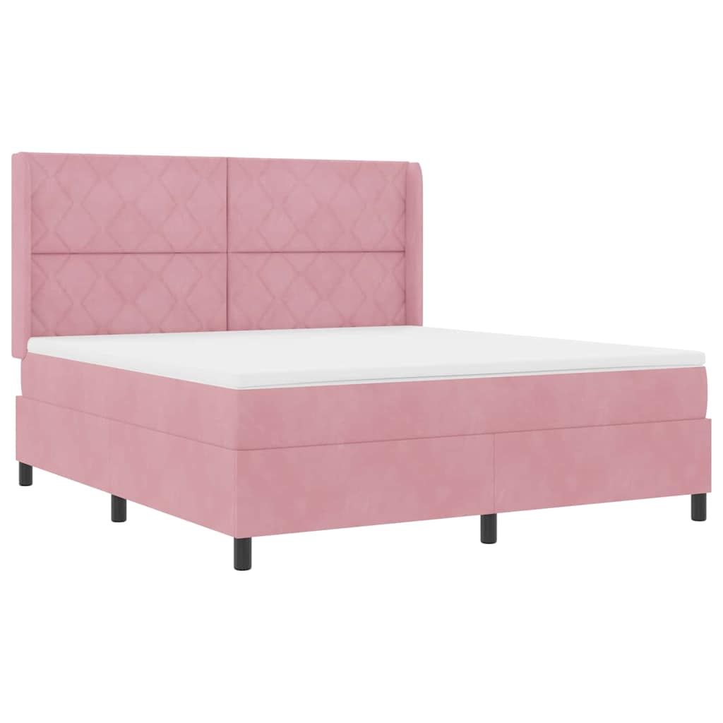 vidaXL Κρεβάτι με ελατήρια με κεφαλάρι Ροζ 180 x 200 cm Βελούδο