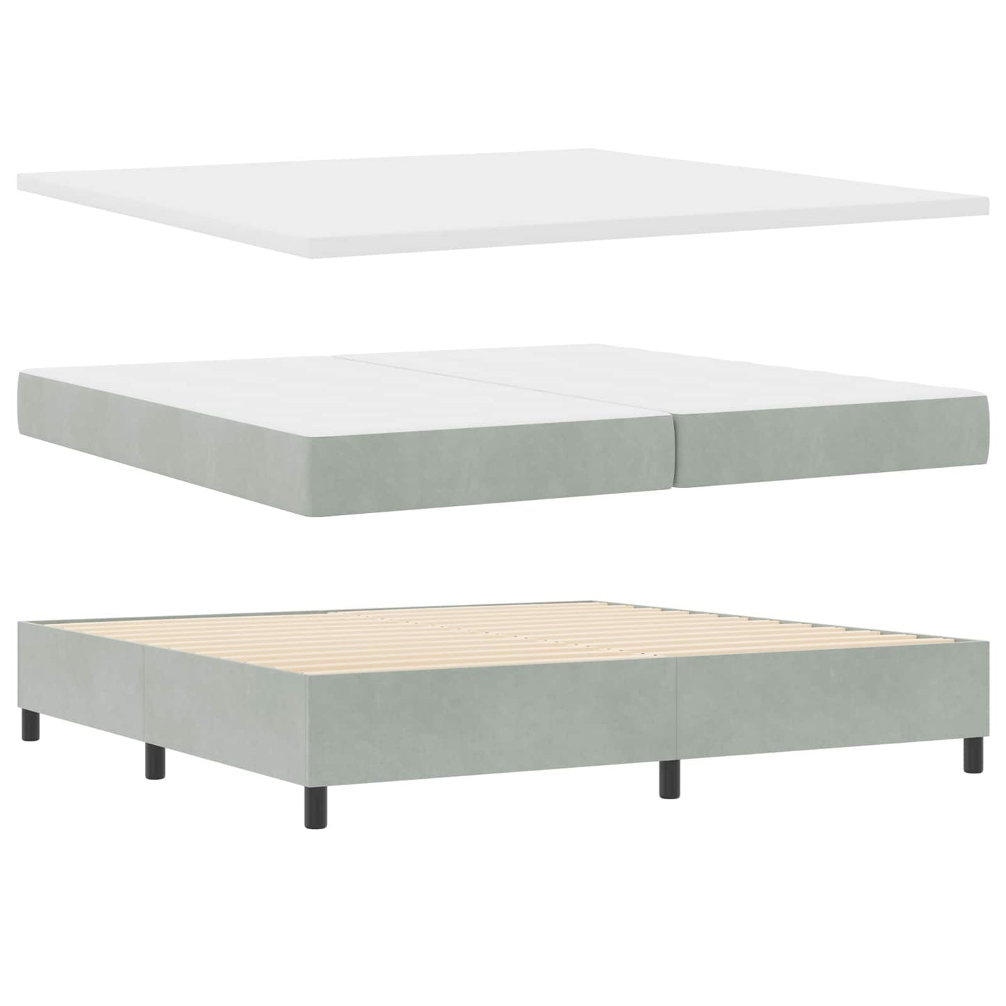 vidaXL Κρεβάτι με ελατήρια Ανοιχτό γκρι 200 x 200 cm Βελούδο