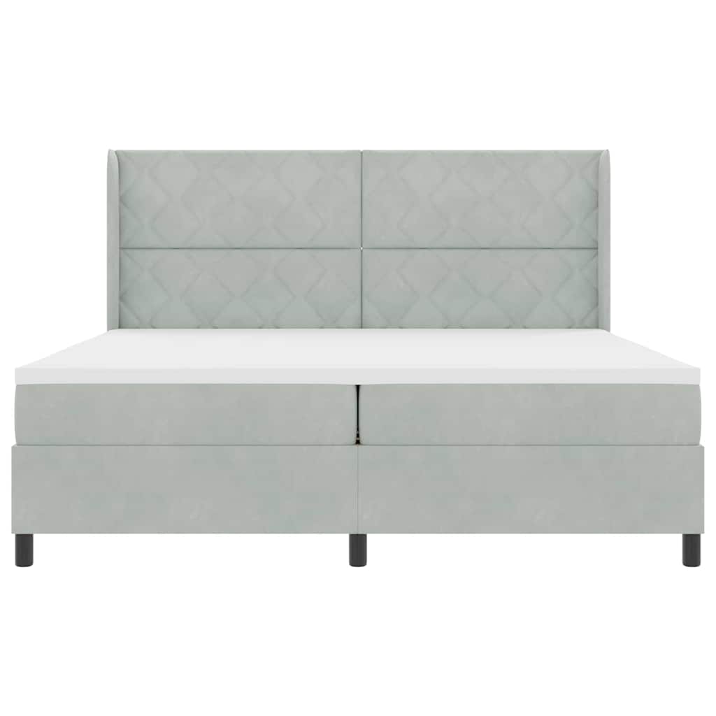 vidaXL Κρεβάτι με ελατήρια Ανοιχτό γκρι 200 x 200 cm Βελούδο