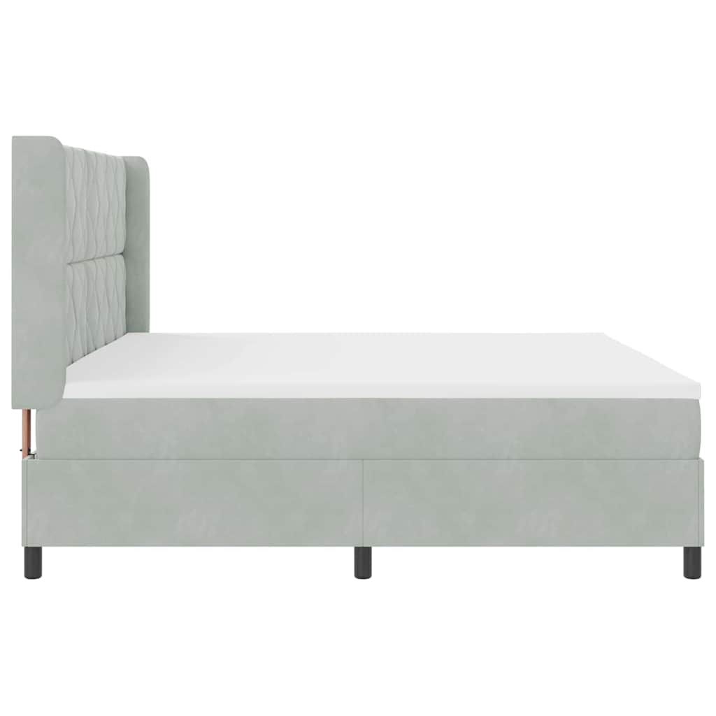 vidaXL Κρεβάτι με ελατήρια Ανοιχτό γκρι 200 x 200 cm Βελούδο