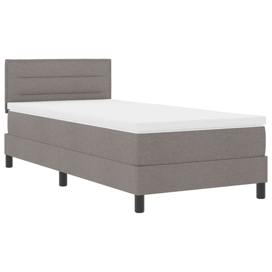 vidaXL Κρεβάτι με ελατήρια με στρώμα με led Taupe 90 x 190 cm ύφασμα