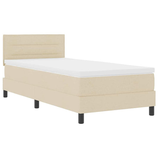 vidaXL Κρεβάτι με ελατήρια με στρώμα με led Κρεμ 90 x 190 cm ύφασμα