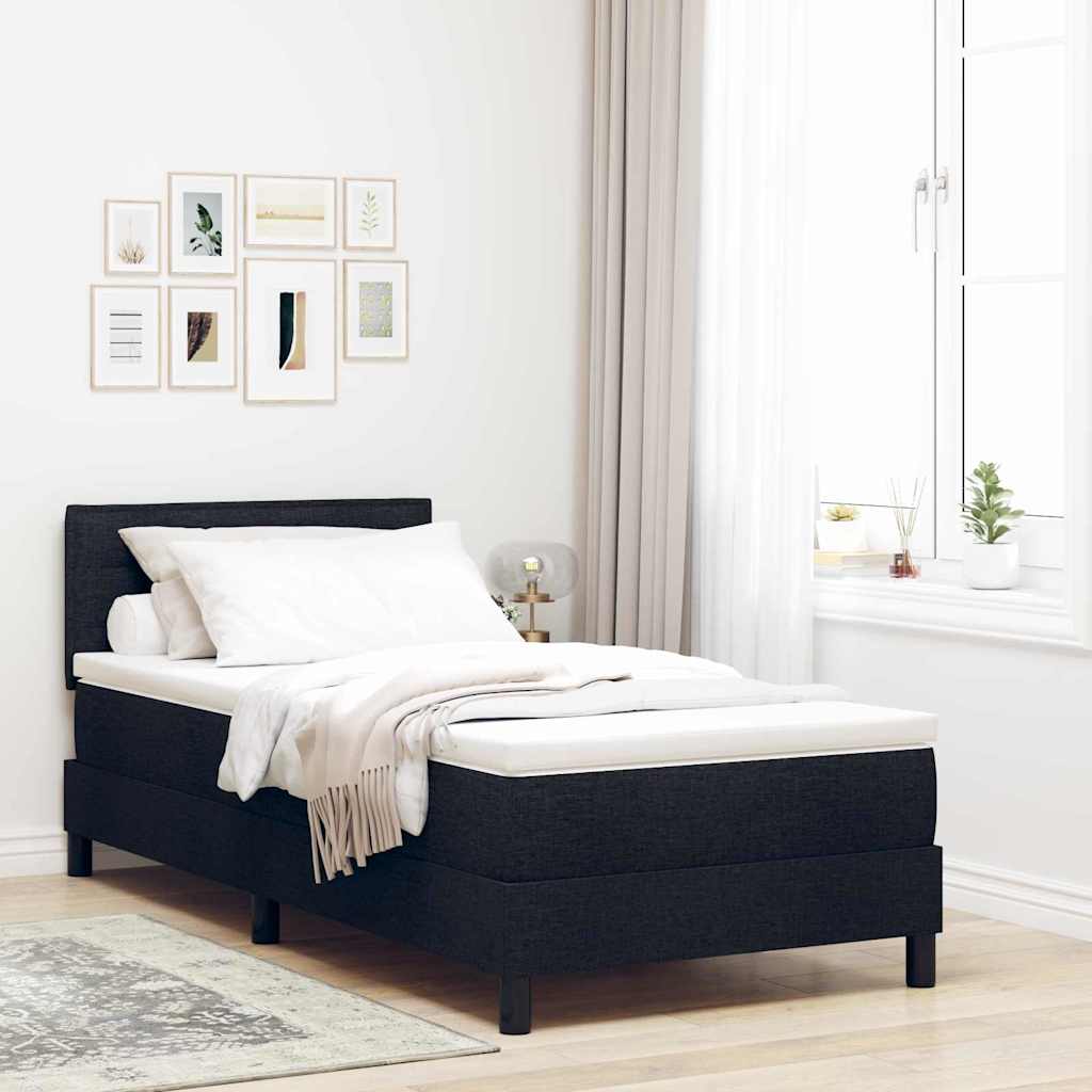 vidaXL Κρεβάτι Box Spring με στρώμα & LED Μαύρο 90x200 εκ Υφασμάτινο