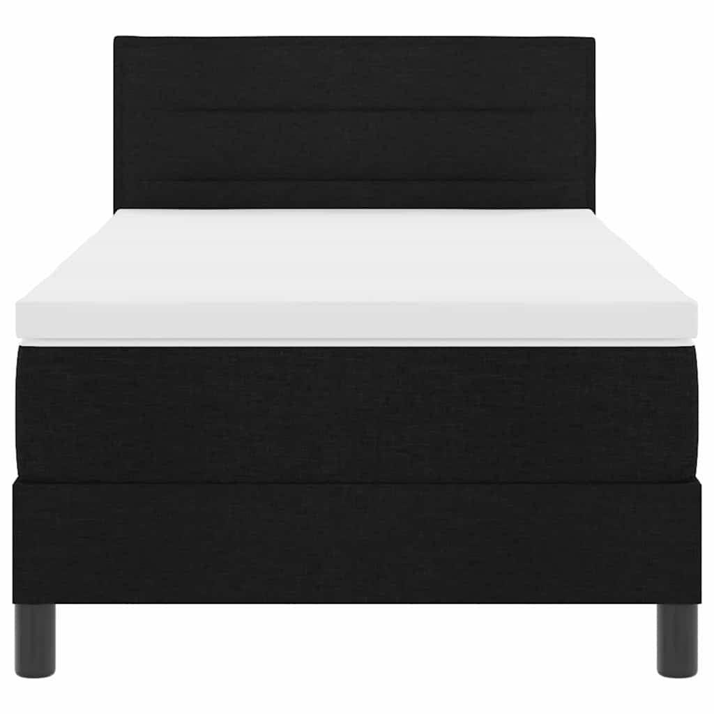 vidaXL Κρεβάτι Box Spring με στρώμα & LED Μαύρο 90x200 εκ Υφασμάτινο