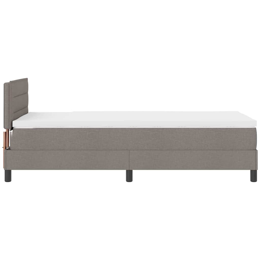 vidaXL Κρεβάτι με ελατήρια με στρώμα με led Taupe 90 x 200 cm ύφασμα