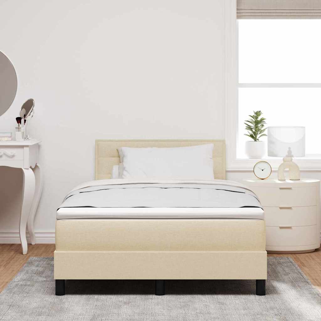 vidaXL Κρεβάτι με ελατήρια με στρώμα με led Κρεμ 120 x 190 cm ύφασμα