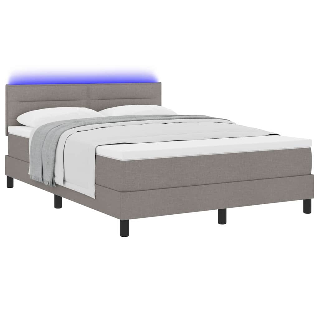 vidaXL Κρεβάτι με ελατήρια με στρώμα με led Taupe 140 x 190 cm ύφασμα