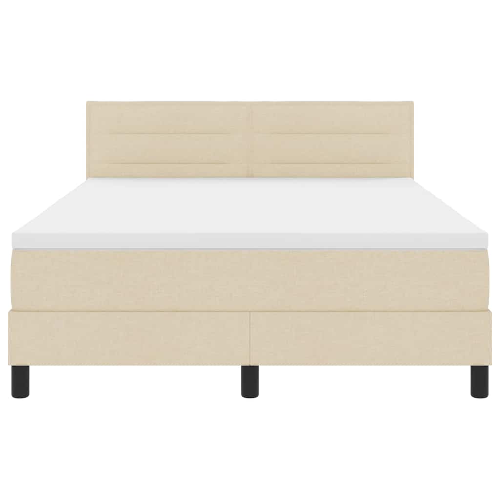 vidaXL Κρεβάτι με ελατήρια με στρώμα με led Κρεμ 140 x 190 cm ύφασμα