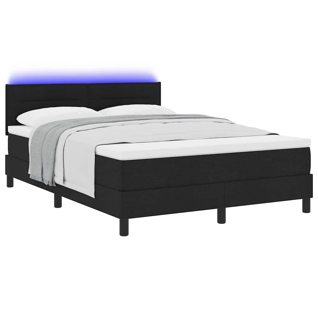 vidaXL Κρεβάτι με ελατήρια με στρώμα με led Μαύρο 160 x 200 cm ύφασμα