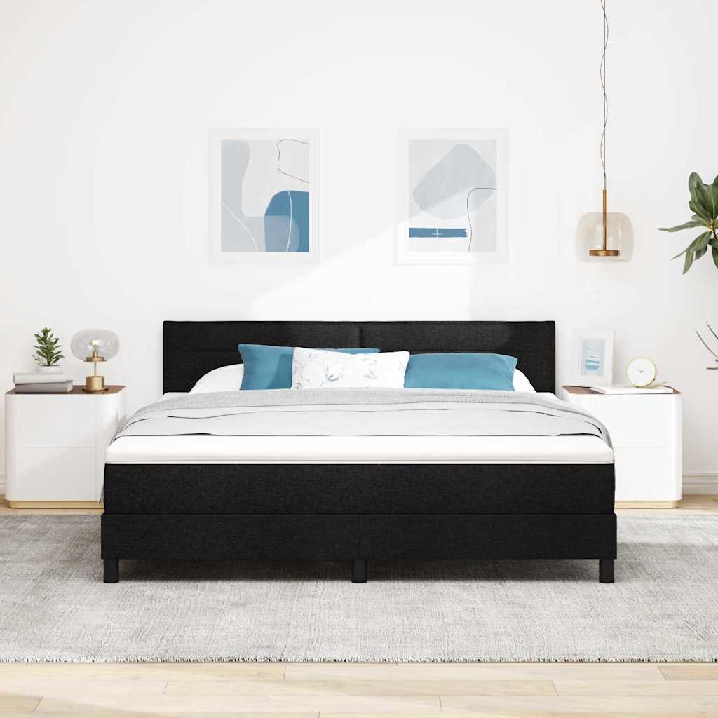 vidaXL Κρεβάτι με ελατήρια με στρώμα με led Μαύρο 180 x 200 cm ύφασμα