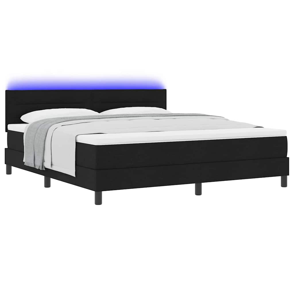vidaXL Κρεβάτι με ελατήρια με στρώμα με led Μαύρο 180 x 200 cm ύφασμα