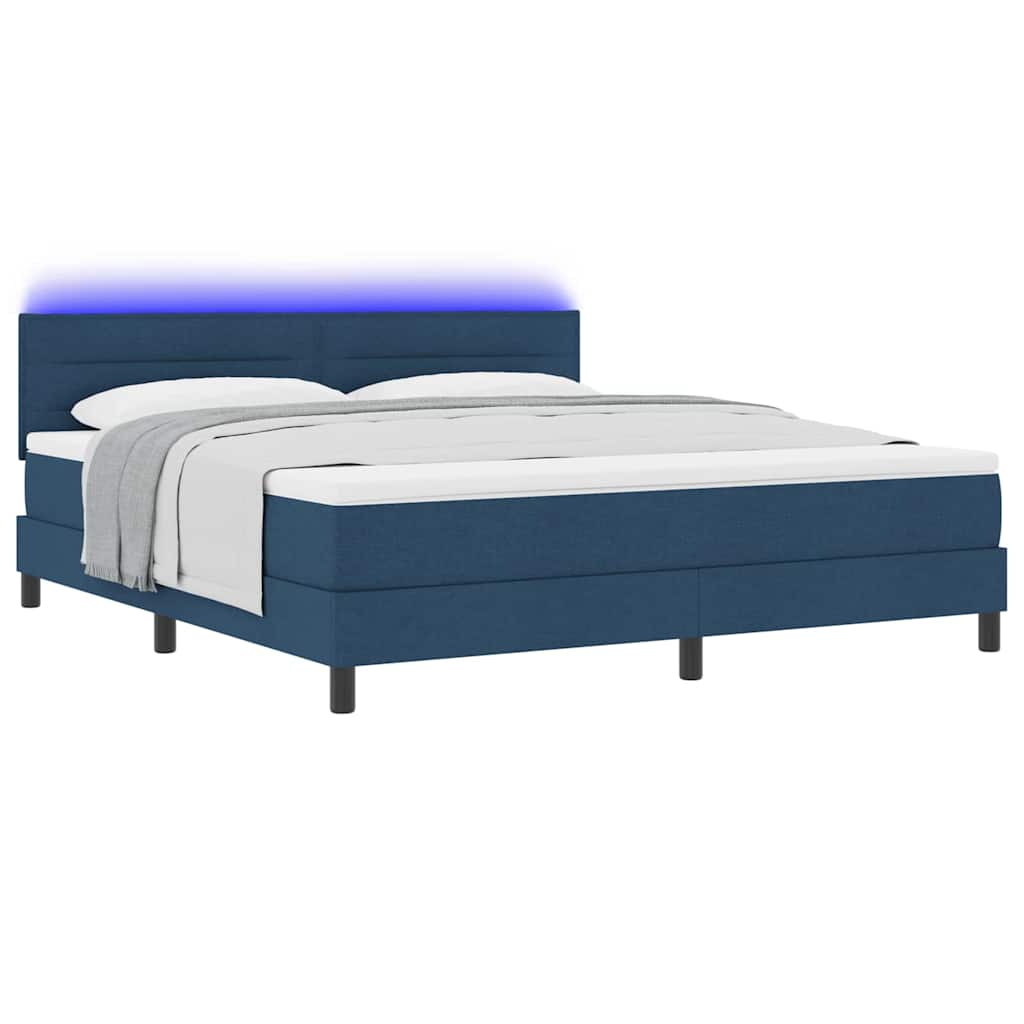 vidaXL Κρεβάτι με ελατήρια με στρώμα με led Μπλε 180 x 200 cm ύφασμα