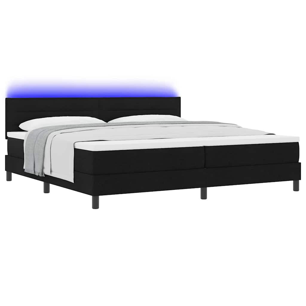 vidaXL Κρεβάτι με ελατήρια με στρώμα με led Μαύρο 200 x 200 cm ύφασμα